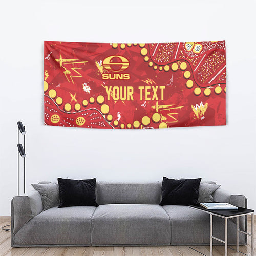 Personalized Gold Coast Suns Tapestry Aboriginal Pattern with Graffiti Style