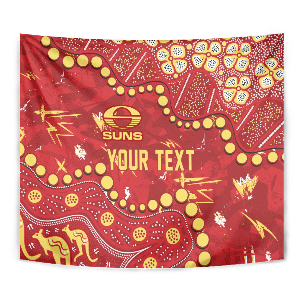 Personalized Gold Coast Suns Tapestry Aboriginal Pattern with Graffiti Style