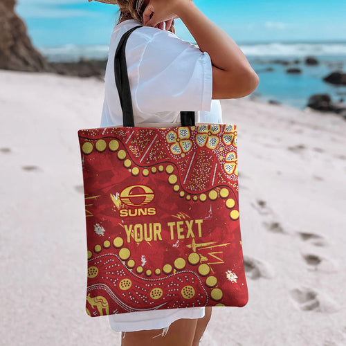 Personalized Gold Coast Suns Tote Bag Aboriginal Pattern with Graffiti Style