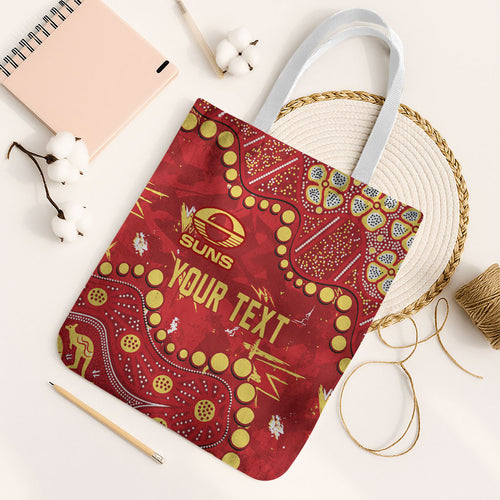 Personalized Gold Coast Suns Tote Bag Aboriginal Pattern with Graffiti Style