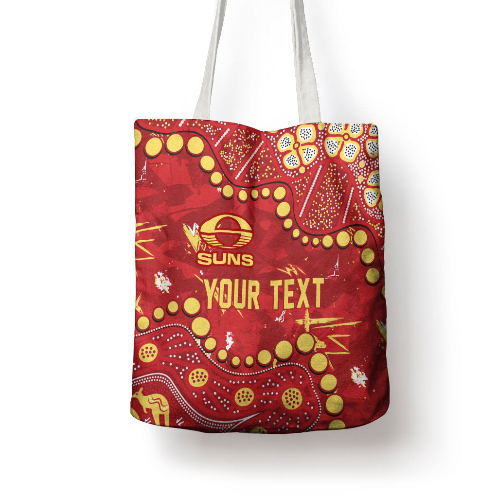 Personalized Gold Coast Suns Tote Bag Aboriginal Pattern with Graffiti Style