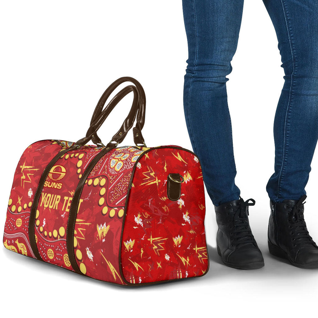 Personalized Gold Coast Suns Travel Bag Aboriginal Pattern with Graffiti Style