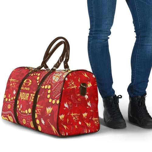 Personalized Gold Coast Suns Travel Bag Aboriginal Pattern with Graffiti Style