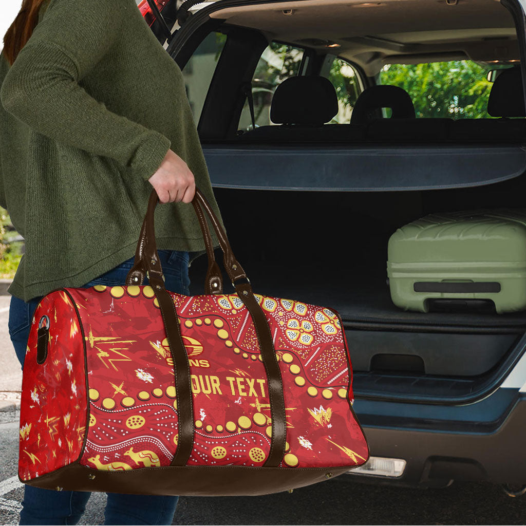 Personalized Gold Coast Suns Travel Bag Aboriginal Pattern with Graffiti Style