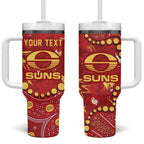 Personalized Gold Coast Suns Tumbler With Handle Aboriginal Pattern with Graffiti Style