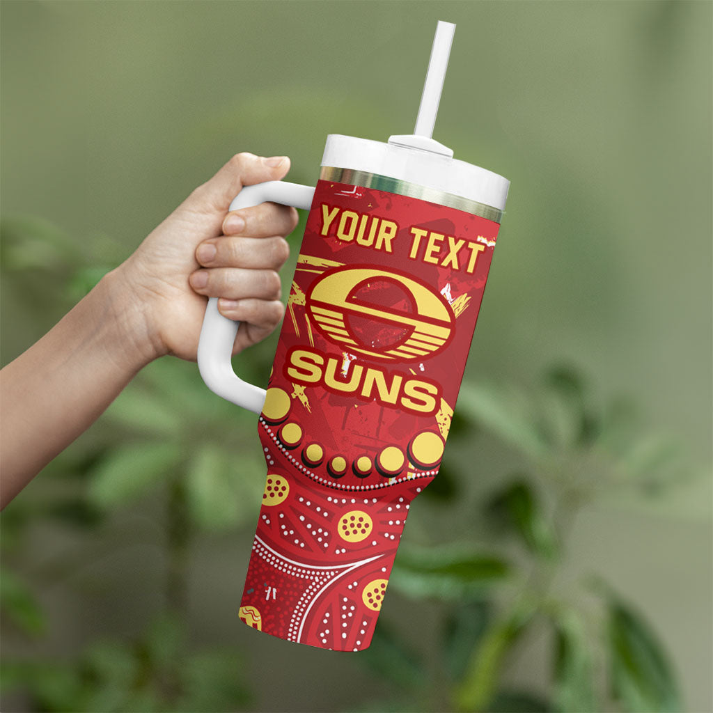 Personalized Gold Coast Suns Tumbler With Handle Aboriginal Pattern with Graffiti Style