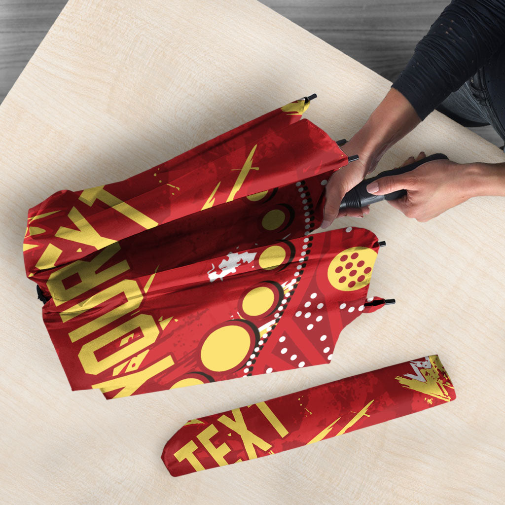 Personalized Gold Coast Suns Umbrella Aboriginal Pattern with Graffiti Style