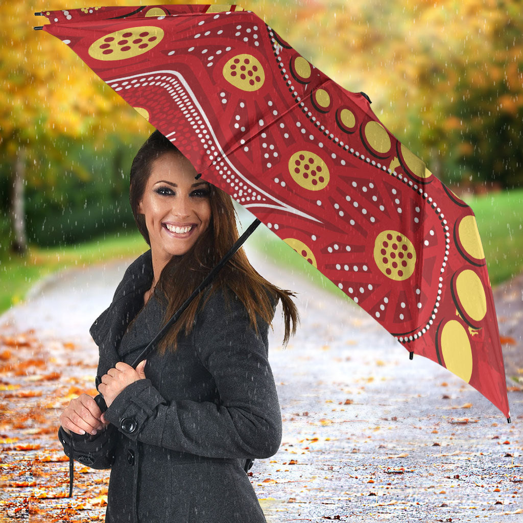 Personalized Gold Coast Suns Umbrella Aboriginal Pattern with Graffiti Style