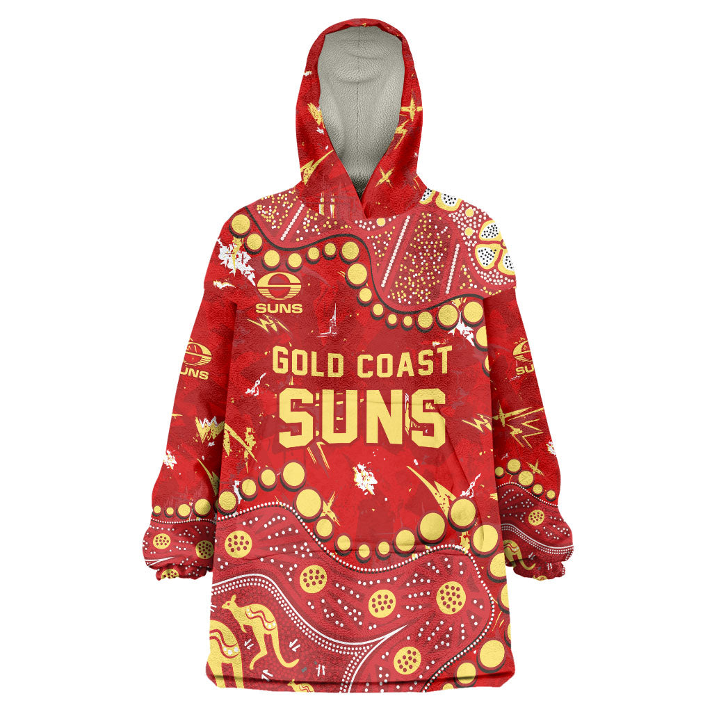 Personalized Gold Coast Suns Wearable Blanket Hoodie Aboriginal Pattern with Graffiti Style
