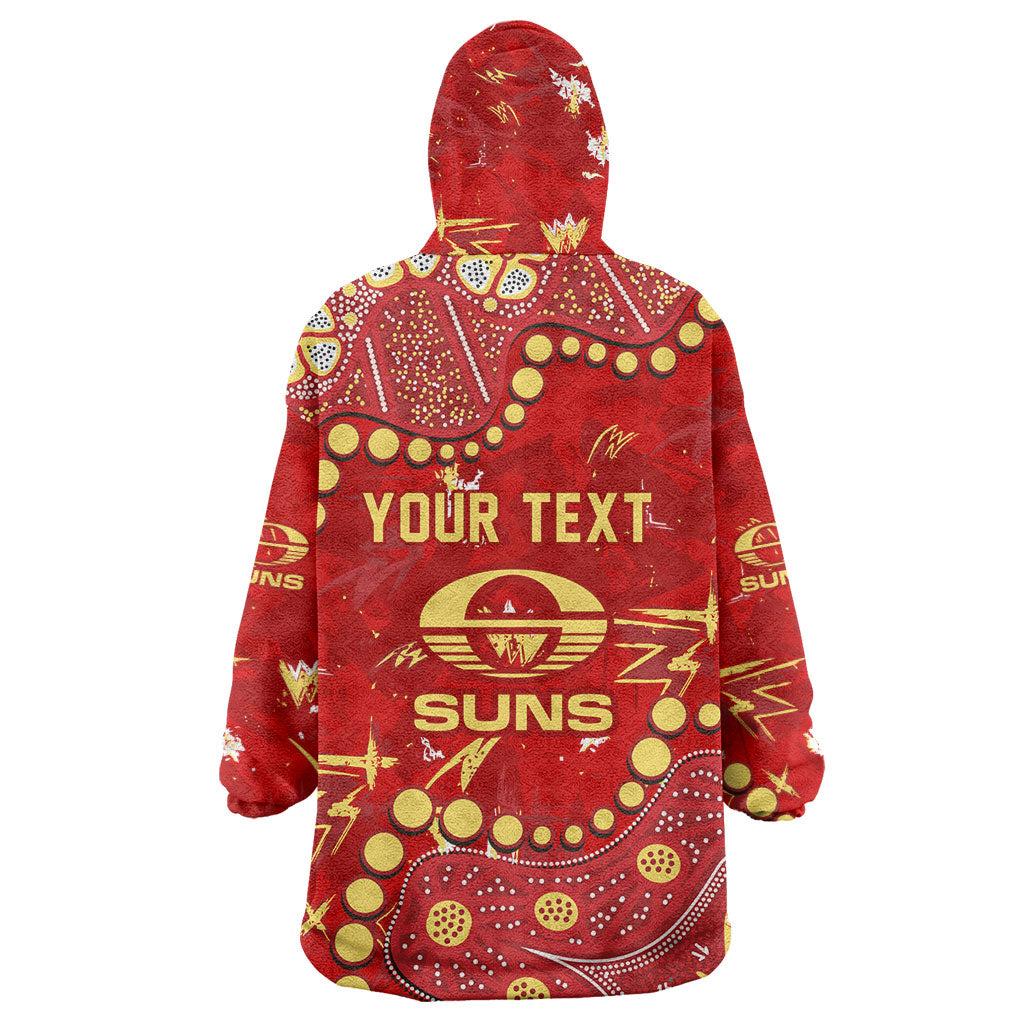 Personalized Gold Coast Suns Wearable Blanket Hoodie Aboriginal Pattern with Graffiti Style