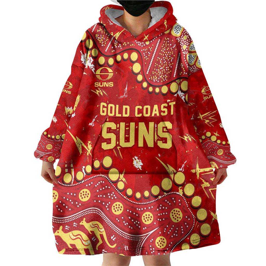 Personalized Gold Coast Suns Wearable Blanket Hoodie Aboriginal Pattern with Graffiti Style