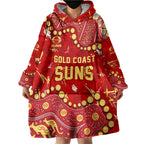 Personalized Gold Coast Suns Wearable Blanket Hoodie Aboriginal Pattern with Graffiti Style