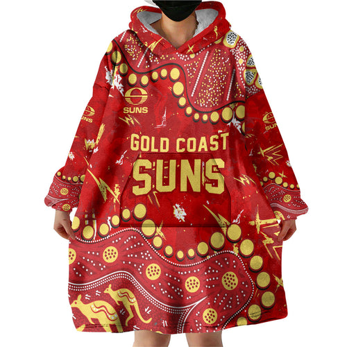 Personalized Gold Coast Suns Wearable Blanket Hoodie Aboriginal Pattern with Graffiti Style