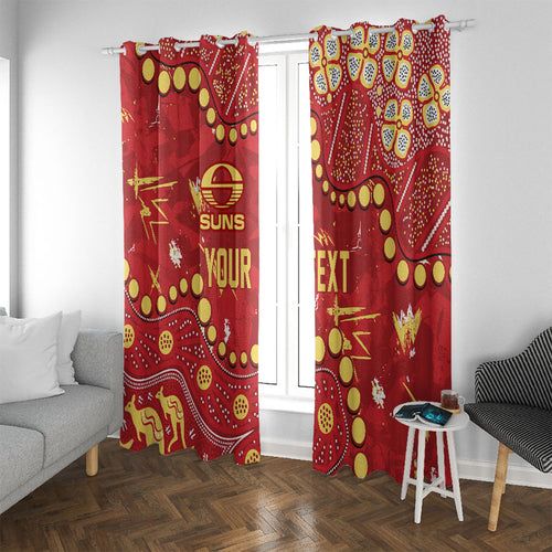 Personalized Gold Coast Suns Window Curtain Aboriginal Pattern with Graffiti Style