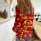 Personalized Gold Coast Suns Women Casual Shirt Aboriginal Pattern with Graffiti Style