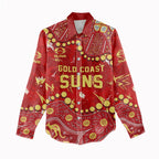 Personalized Gold Coast Suns Women Casual Shirt Aboriginal Pattern with Graffiti Style