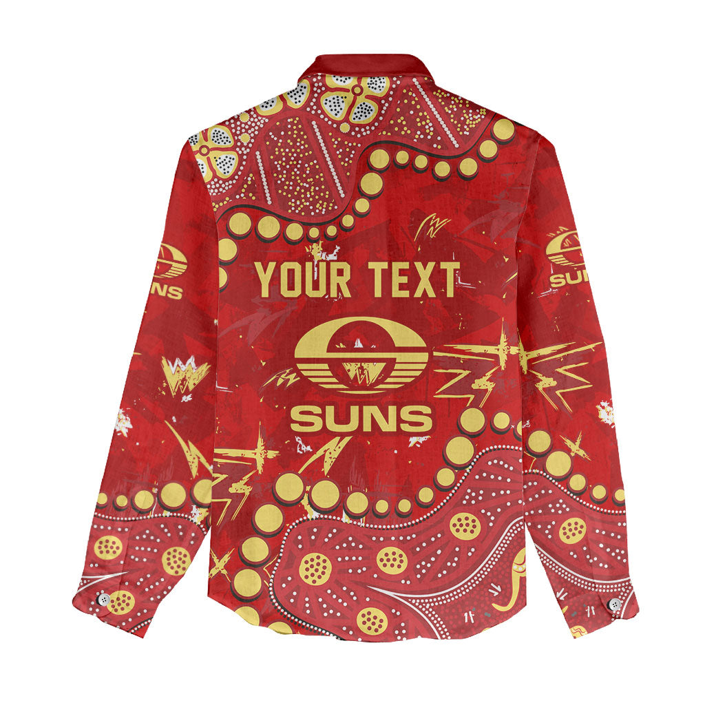 Personalized Gold Coast Suns Women Casual Shirt Aboriginal Pattern with Graffiti Style