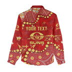 Personalized Gold Coast Suns Women Casual Shirt Aboriginal Pattern with Graffiti Style