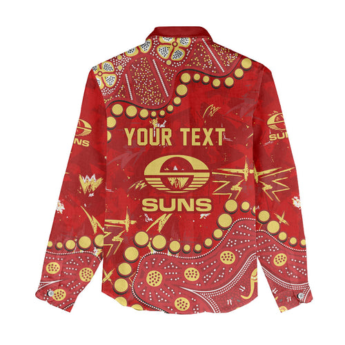Personalized Gold Coast Suns Women Casual Shirt Aboriginal Pattern with Graffiti Style