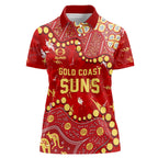 Personalized Gold Coast Suns Women Polo Shirt Aboriginal Pattern with Graffiti Style