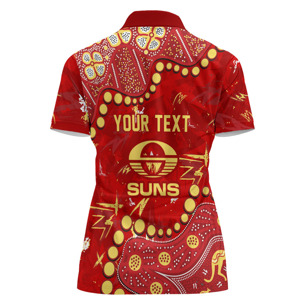 Personalized Gold Coast Suns Women Polo Shirt Aboriginal Pattern with Graffiti Style