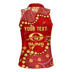 Personalized Gold Coast Suns Women Sleeveless Polo Shirt Aboriginal Pattern with Graffiti Style