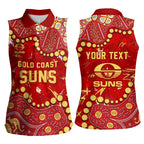 Personalized Gold Coast Suns Women Sleeveless Polo Shirt Aboriginal Pattern with Graffiti Style