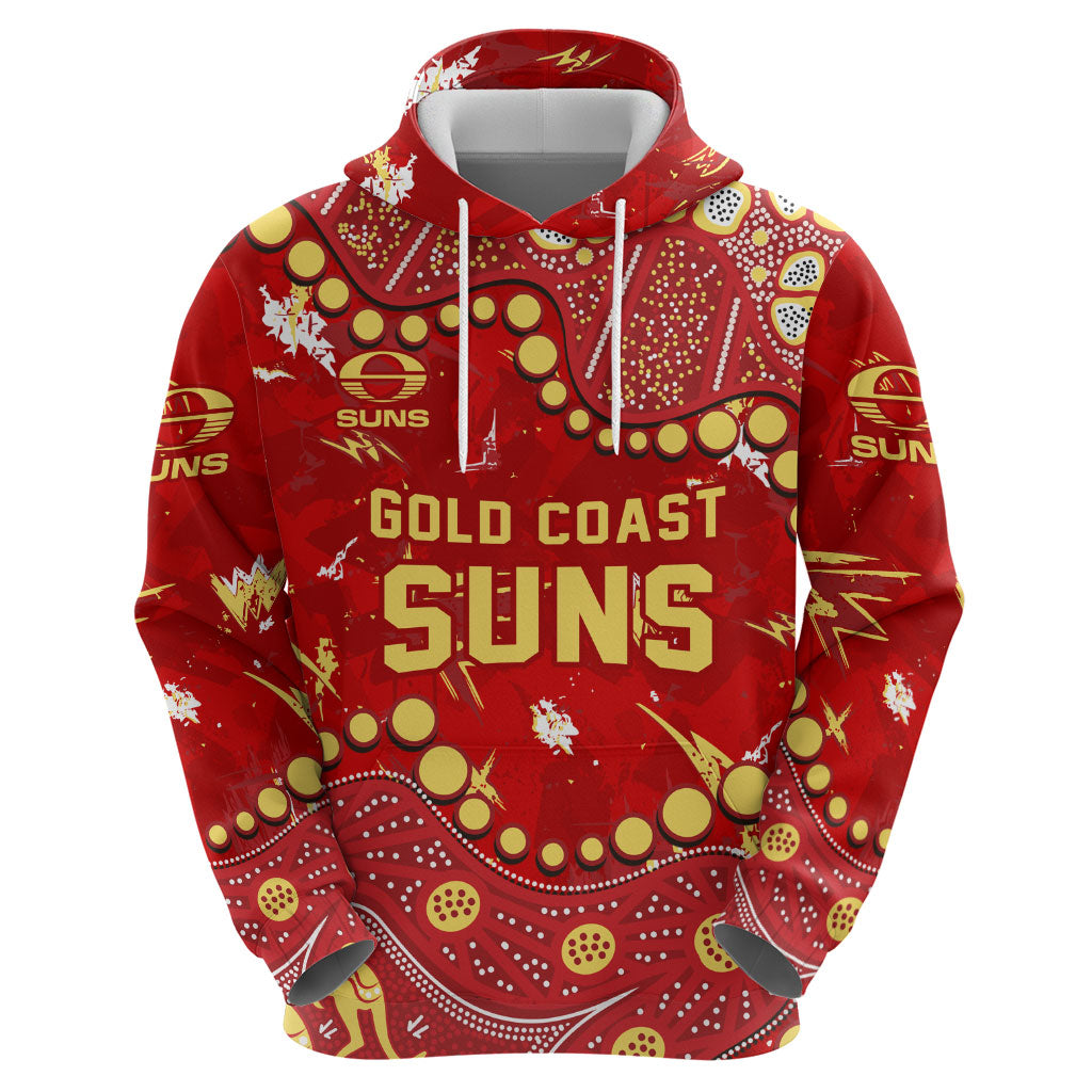 Personalized Gold Coast Suns Zip Hoodie Aboriginal Pattern with Graffiti Style