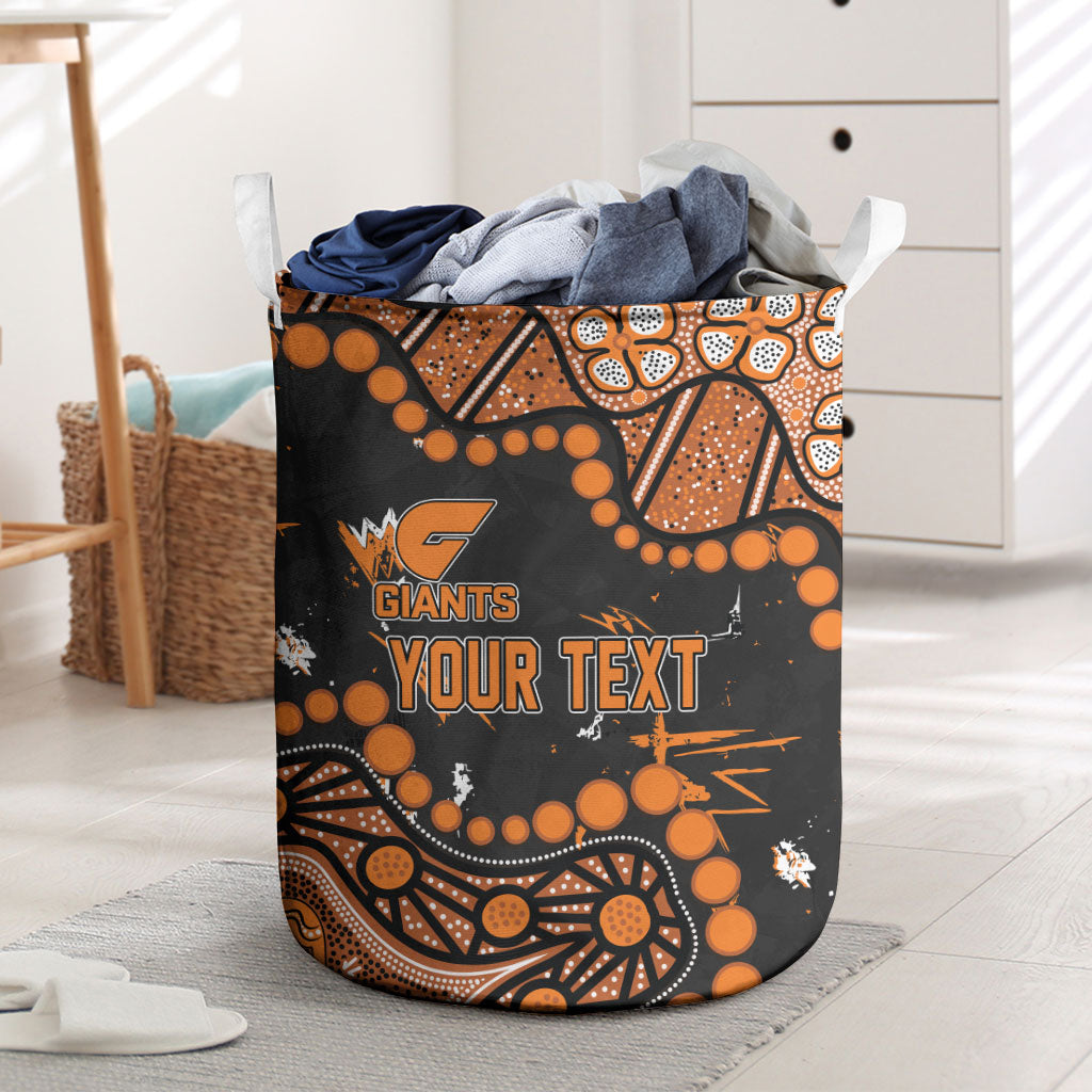 Personalized Greater Western Sydney Giants Laundry Basket Aboriginal Pattern with Graffiti Style