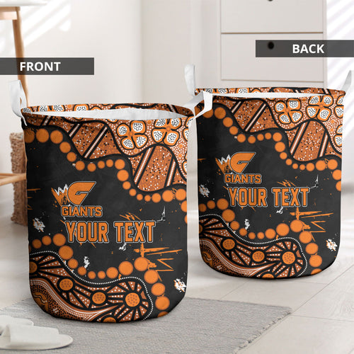 Personalized Greater Western Sydney Giants Laundry Basket Aboriginal Pattern with Graffiti Style