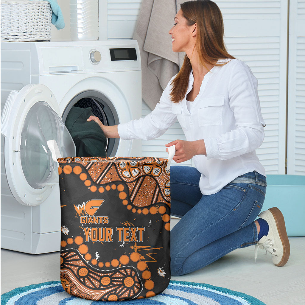 Personalized Greater Western Sydney Giants Laundry Basket Aboriginal Pattern with Graffiti Style