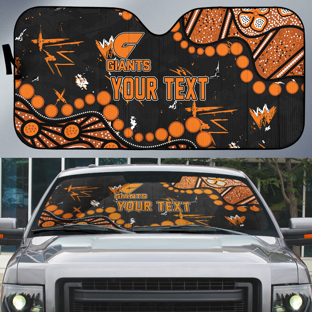 Personalized Greater Western Sydney Giants Auto Sun Shade Aboriginal Pattern with Graffiti Style