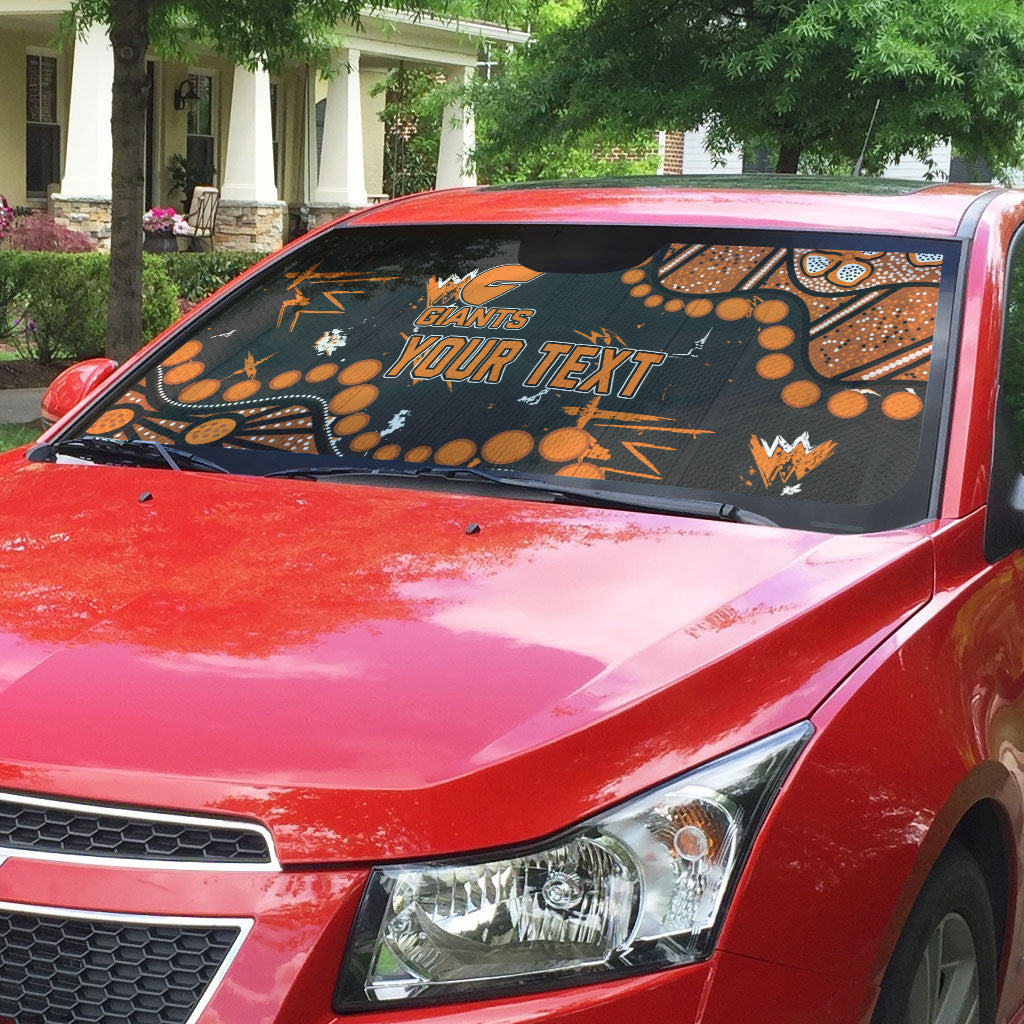 Personalized Greater Western Sydney Giants Auto Sun Shade Aboriginal Pattern with Graffiti Style