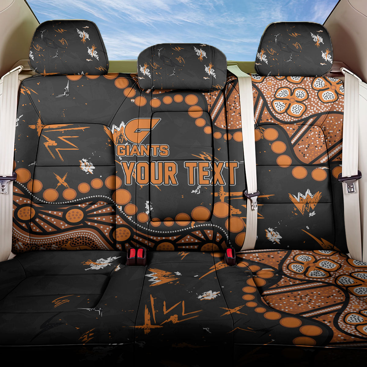 Personalized Greater Western Sydney Giants Back Car Seat Cover Aboriginal Pattern with Graffiti Style