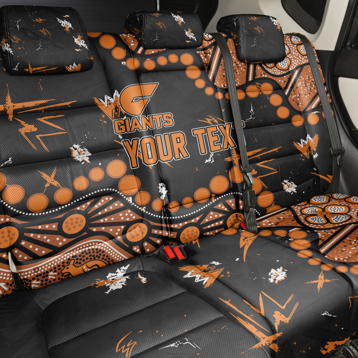 Personalized Greater Western Sydney Giants Back Car Seat Cover Aboriginal Pattern with Graffiti Style