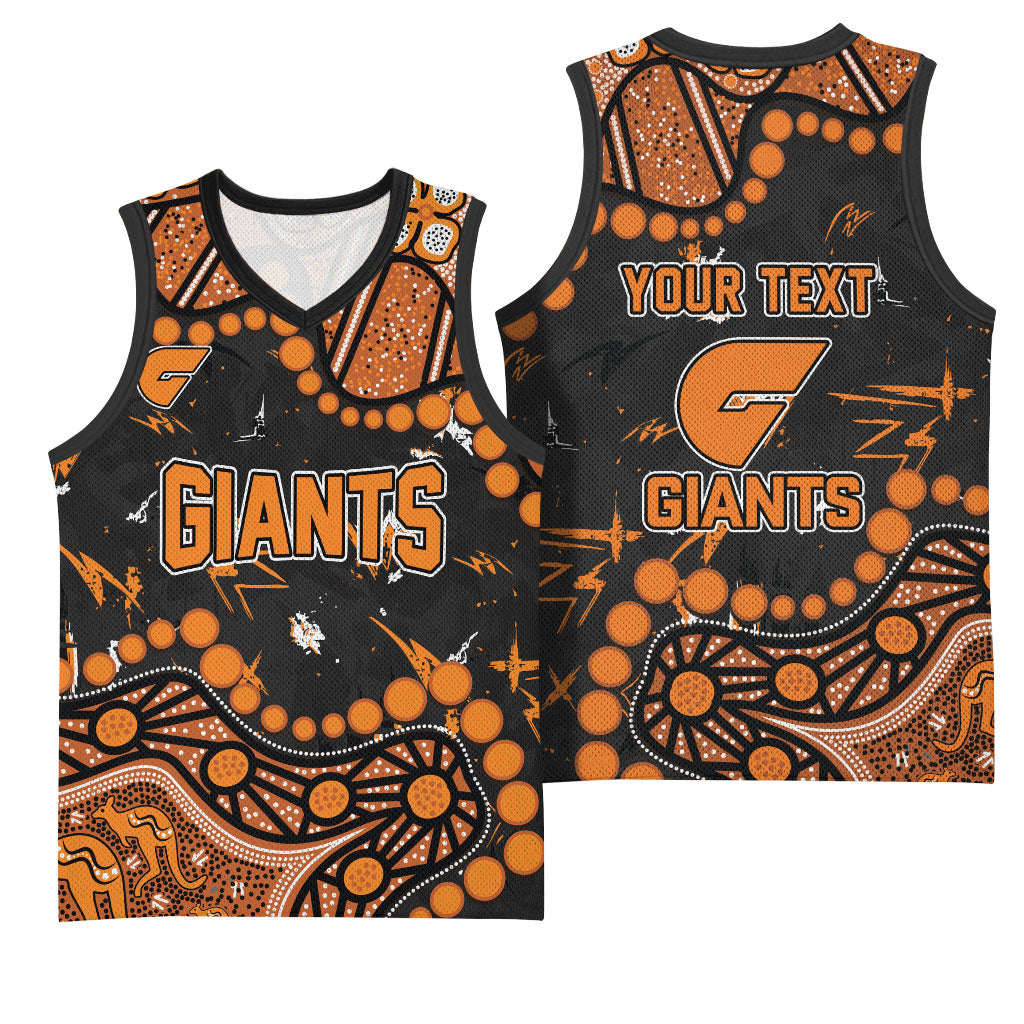 Personalized Greater Western Sydney Giants Basketball Jersey Aboriginal Pattern with Graffiti Style