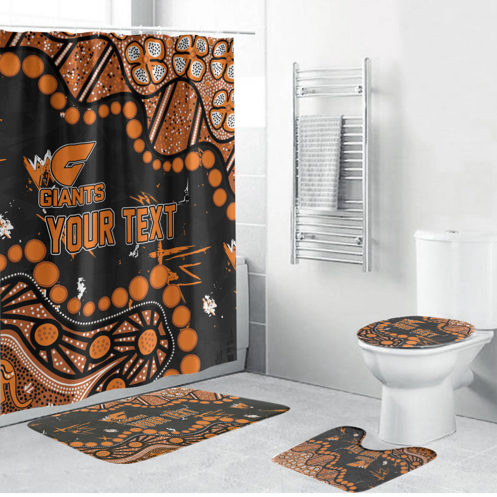 Personalized Greater Western Sydney Giants Bathroom Set Aboriginal Pattern with Graffiti Style