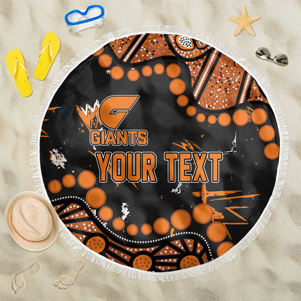 Personalized Greater Western Sydney Giants Beach Blanket Aboriginal Pattern with Graffiti Style