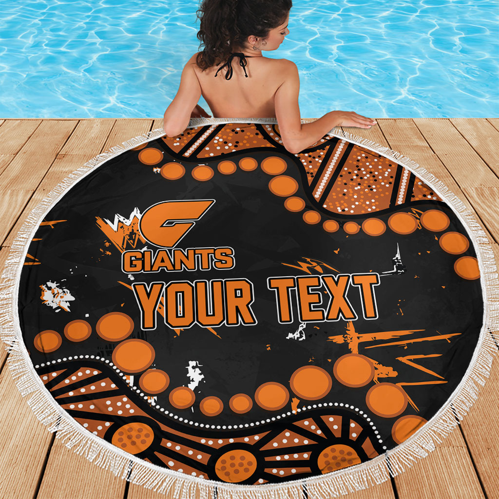Personalized Greater Western Sydney Giants Beach Blanket Aboriginal Pattern with Graffiti Style