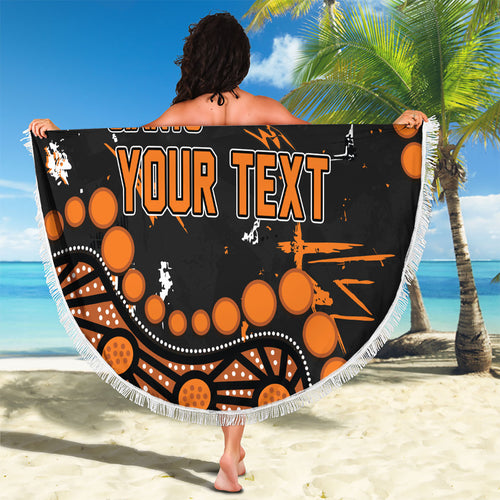 Personalized Greater Western Sydney Giants Beach Blanket Aboriginal Pattern with Graffiti Style