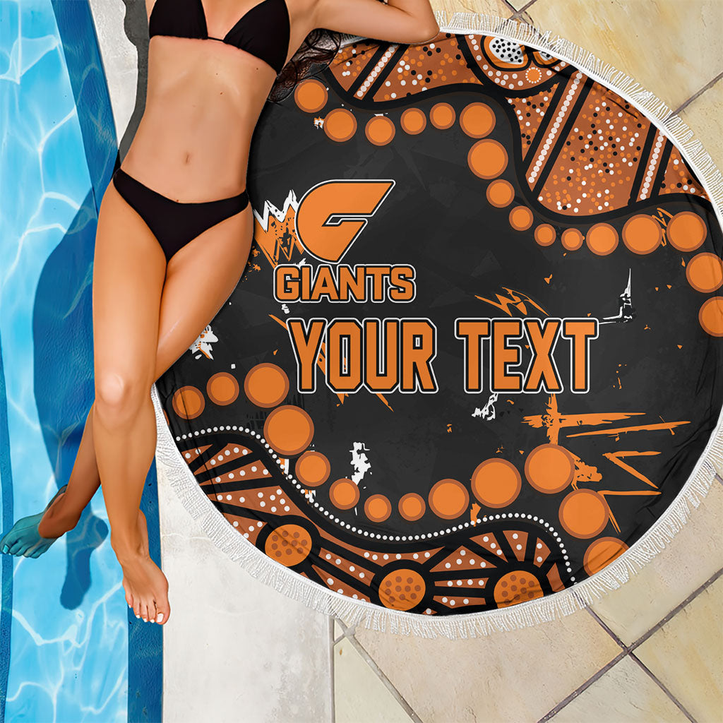 Personalized Greater Western Sydney Giants Beach Blanket Aboriginal Pattern with Graffiti Style