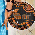 Personalized Greater Western Sydney Giants Beach Blanket Aboriginal Pattern with Graffiti Style