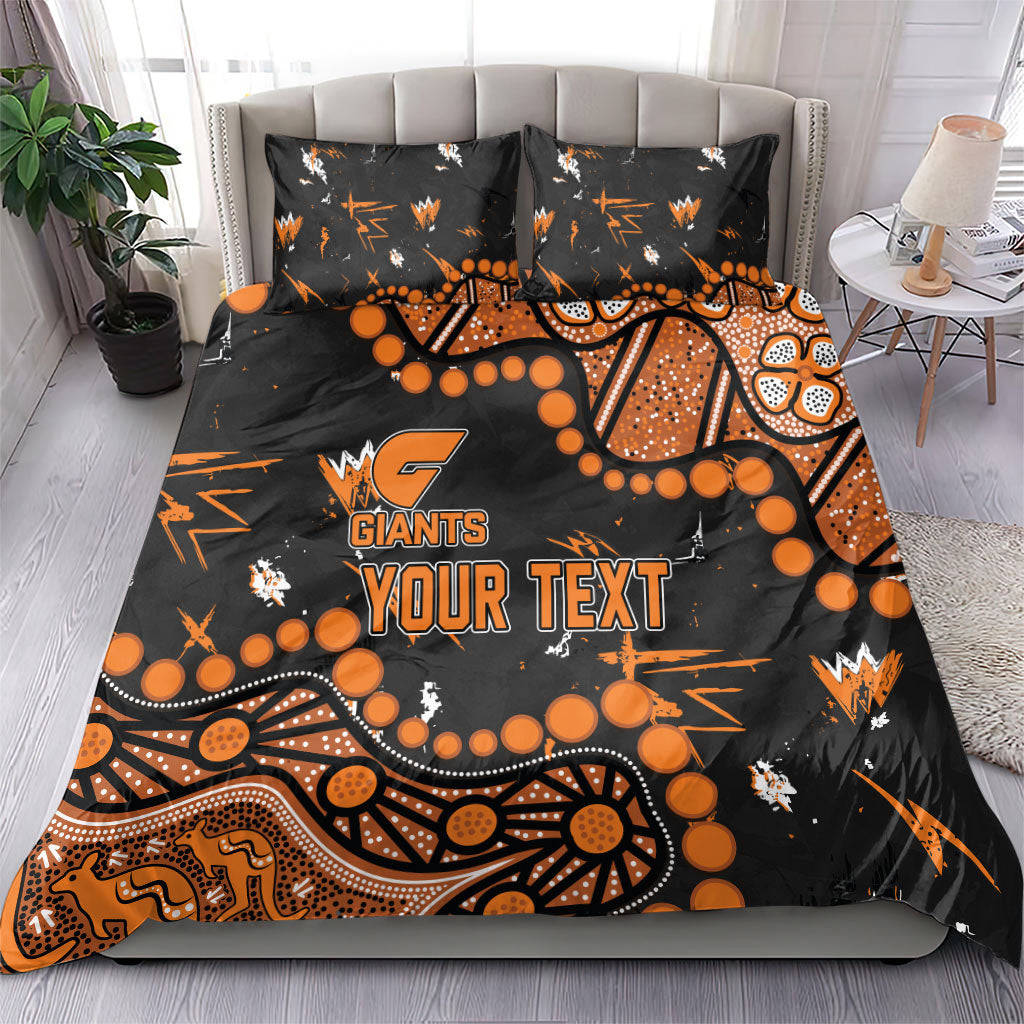 Personalized Greater Western Sydney Giants Bedding Set Aboriginal Pattern with Graffiti Style