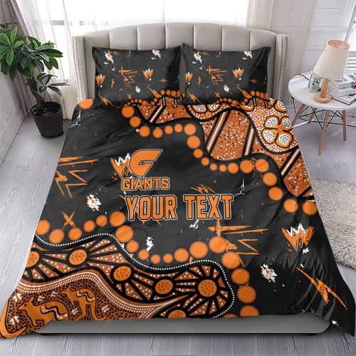Personalized Greater Western Sydney Giants Bedding Set Aboriginal Pattern with Graffiti Style