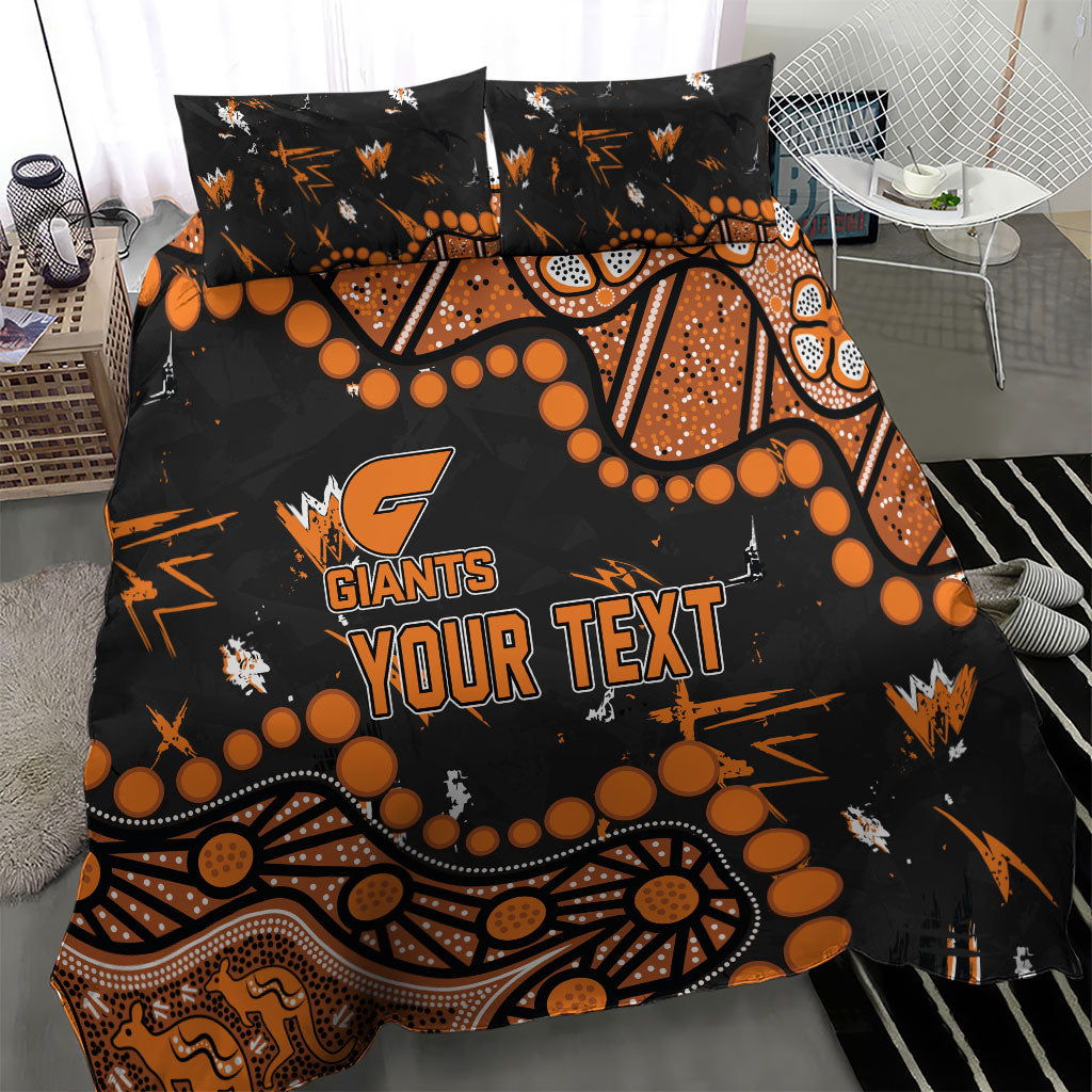 Personalized Greater Western Sydney Giants Bedding Set Aboriginal Pattern with Graffiti Style