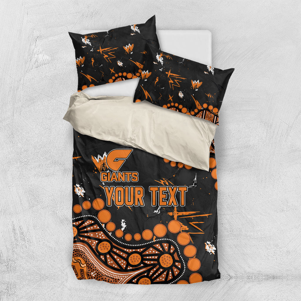 Personalized Greater Western Sydney Giants Bedding Set Aboriginal Pattern with Graffiti Style