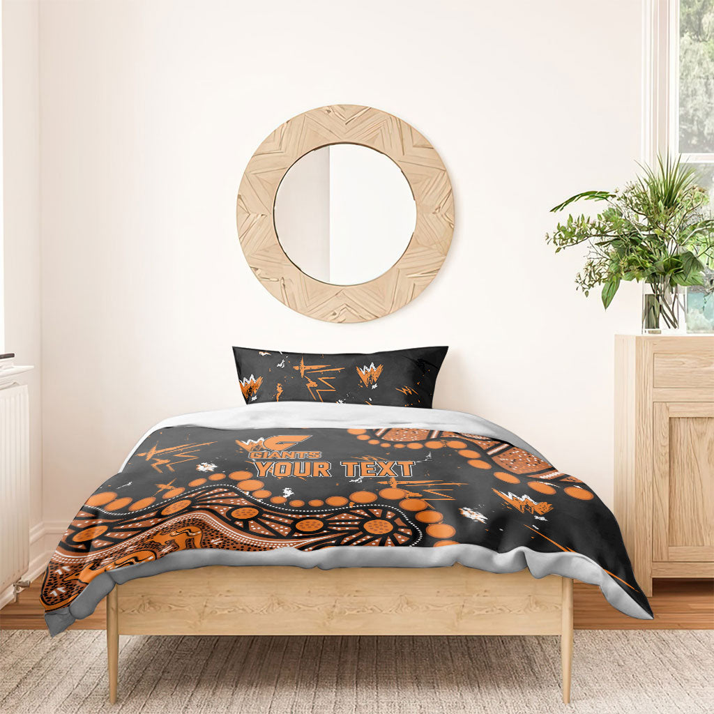 Personalized Greater Western Sydney Giants Bedding Set Aboriginal Pattern with Graffiti Style