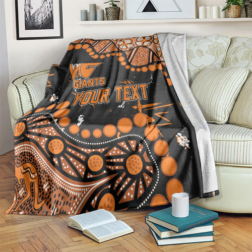 Personalized Greater Western Sydney Giants Blanket Aboriginal Pattern with Graffiti Style