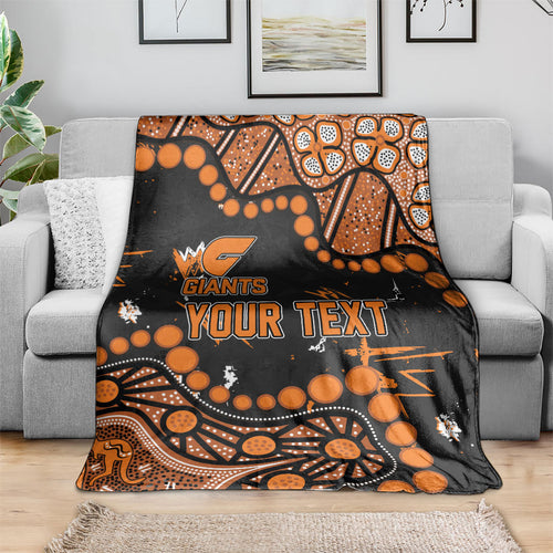 Personalized Greater Western Sydney Giants Blanket Aboriginal Pattern with Graffiti Style