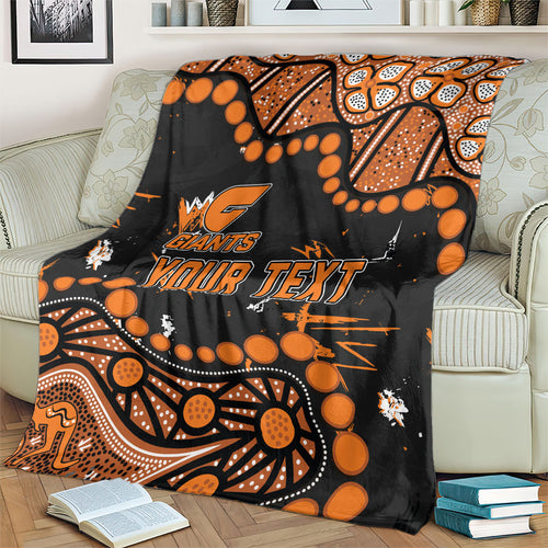 Personalized Greater Western Sydney Giants Blanket Aboriginal Pattern with Graffiti Style